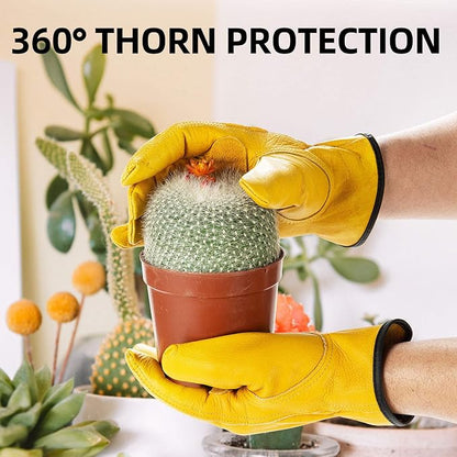 Vgo... 1-Pair Unlined Cow Grain Leather Work and Driver Gloves with Cow Split Leather Palm Patch (Size M, Gold,CA9590)