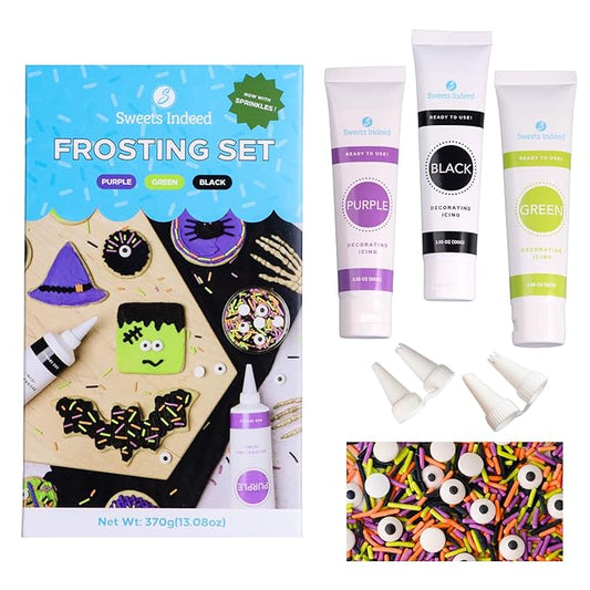 Sweets Indeed Frosting Kit plus Sprinkles Frosting Tubes nozzles 11.71 ounces Perfect for baking and cookie decoarting (Monster Mash)