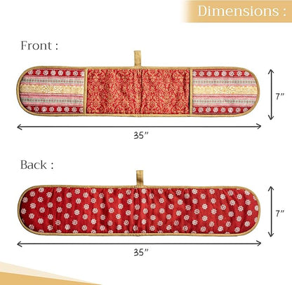 Maison d' Hermine Double Oven Mitts 100% Cotton 7"x35" Double Oven Mitt Heat Resistant BBQ Cooking Gloves with Loop, Baking, Grilling, Home, Kitchen, Handling Hot Pans (Sofia)