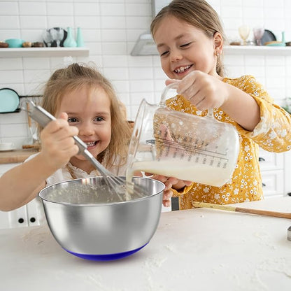 Stainless Steel Mixing Bowls with Lids – Set of 5 Large Nesting Metal Bowls for Kitchen, Baking, Cooking, Food Prep & Storage, Non-Slip Base, Dishwasher Safe,Blue