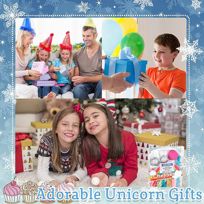 KAEGREEL Kids Baking Chef Set with Unicorn Apron and Mitt, 26pcs Kitchen Toys Kid Cooking Set with Chef Hat Spoons Whisk, Chef Supplies Role Play Gifts for Girls Boys Aged 3 4 5 6 7 8 Years Old