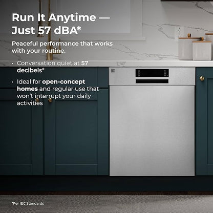 Kenmore 24" Built-in Stainless Steel Tub Dishwasher SmartWash, Smart Dry, and MoreSpace Adjustable Rack, Energy Star Certified, Fingerprint Resistant