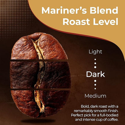 Warpath Coffee Ground Coffee Dark Roast, Mariner's Blend, High Caffeine, Extra Strong Roasted 100% Arabica Coffee Ground Beans, Rich Aroma, Full-Bodied Intense Cup, Created by Navy SEALs, 12oz