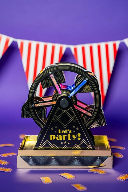 Luxe Mini Donut Ferris Wheel Box by Send A Cake – Ready to Gift, No Assembly Needed – 10 Mini Cake Donuts, Spins, Lights Up & Music – Unique Birthday & Celebration Gift for Women, Men, Adults, Kids