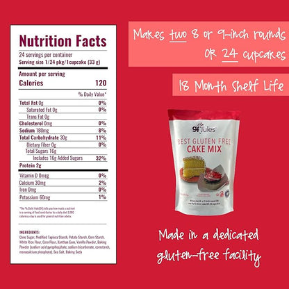 gfJules Certified Gluten Free Cake Baking Mix | Makes 2 Layer Cakes or 24 cupcakes | No Grit, Non-GMO, Vegan | Certified Top 9 Allergen-Free & Kosher | 29 Ounces