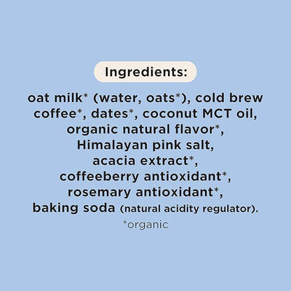 Pop & Bottle, Oat Milk Lattes - Cold Brew, Maca, Antioxidants, Ashwagandha, MCT Oil, Collagen, Organic, Diary Free, Gluten Free, Lightly Sweetened with Dates - Variety, 8 Fl Oz (12 Pack)