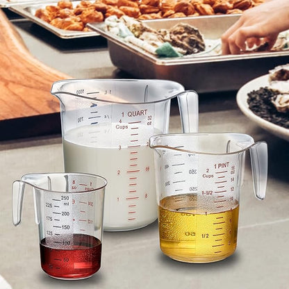 Amazing Abby - Melissa - Unbreakable Plastic Measuring Cups (3-Piece Set), Food-Grade Measuring Jugs, 1/2/4-Cup Capacity, Stackable and Dishwasher-Safe, Great for Oil, Vinegar, Flour, More