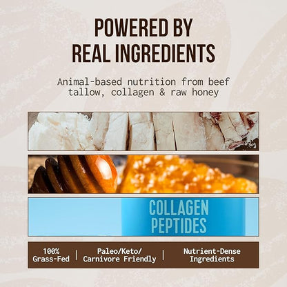 PRIMA ANCESTRAL PROTEIN BAR Grass Fed Protein Bars, 7 Pack – Animal-Based Protein Bar with Beef Tallow, Raw Honey, Seed Oil Free, Low Carb, Gluten-Free – Healthy, Energy Snacks for Clean Lifestyle (7 Pack, Salted Caramel)