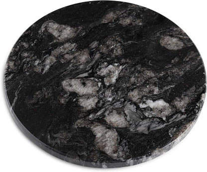 Koville Brazilian Natural Marble Cutting Board for Kitchen, 11" Round Hand Crafted Marble Slab for Cheese, Charcuterie, Pastry Board - Wedding Gift, House Warming Gift(Blue Fantasy)