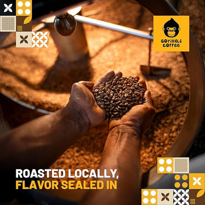 Gorilla's Coffee 100% Arabica - Medium Roast Ground Coffee, Fair Trade, Smooth, Balanced, Aromatic, Spice & Luscious Fruit Notes | Premium Rwandan Coffee | Rich, Flavorful, and Aromatic (500g/17.6oz)