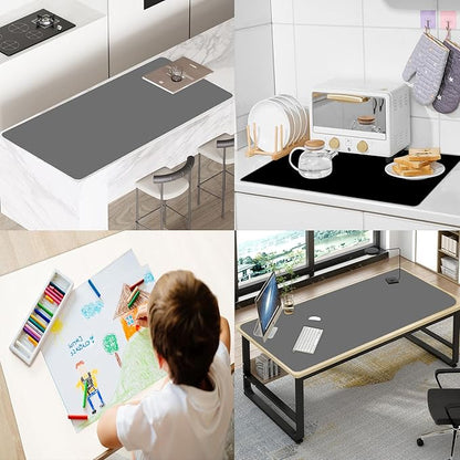 47.2"x23.6" Large Silicone Mat for Kitchen Counter, Heat Resistant Non-Slip Countertop Protector, Waterproof Silicone Craft Mat for Kitchen Island, Dark Gray