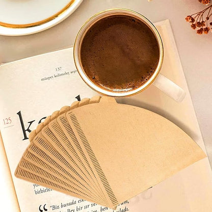 Gute 200Pcs Cone Coffee Filters, 2-4 Cups Unbleached Brown V02 Disposable Coffee Filter Paper, V-Shaped Pour Over Coffee Dripper and Drip Coffee Maker, Size 02