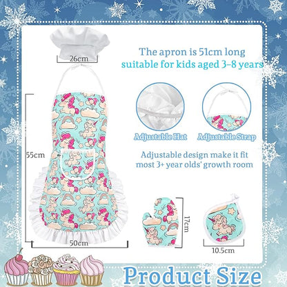 KAEGREEL Kids Baking Chef Set with Unicorn Apron and Mitt, 26pcs Kitchen Toys Kid Cooking Set with Chef Hat Spoons Whisk, Chef Supplies Role Play Gifts for Girls Boys Aged 3 4 5 6 7 8 Years Old