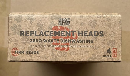 Jungle Culture Firm Bristle Replacement Brush Heads for Eco Dish Brushes • Wooden Kitchen Washing Up Brush Heads Pack of 4 • Interchangeable Bristle Refills • Dish Scrubbers • Zero Waste Cleaning