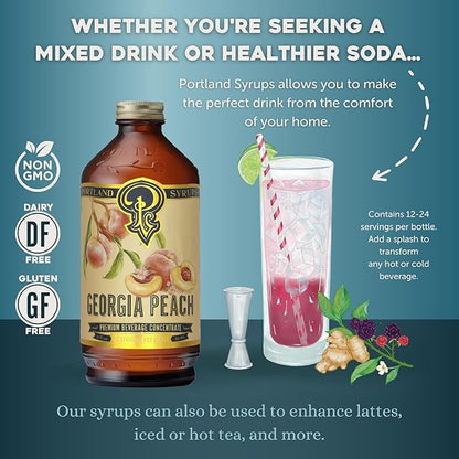 Georgia Peach – Sweet, Juicy Peach Flavoring for Coffee, Teas, Smoothies, Cocktails, & Desserts – Perfect for Adding a Touch of Southern Delight to Any Beverage – 12 oz, 24 servings (Pack of 1)