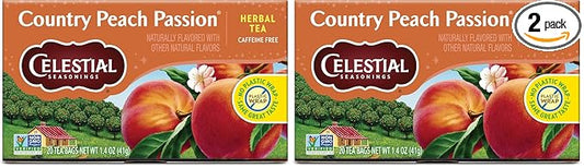 Celestial Seasonings Country Peach Passion Herbal Tea, 20 Tea Bags Box (Pack of 2)