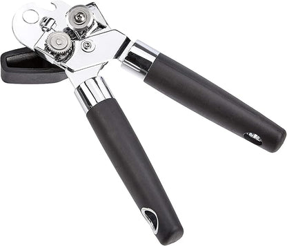 Amazon Basics Multi-function Manual Can Opener and Bottle Opener, 22 cm, Black Soft Grip Dual Handle