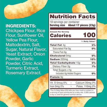 Hippeas Chickpea Puffs, Vegan White Cheddar, 0.8 Ounce (Pack of 18), 3g Protein, 2g Fiber, Vegan, Gluten-Free, Crunchy, Plant Protein Snacks