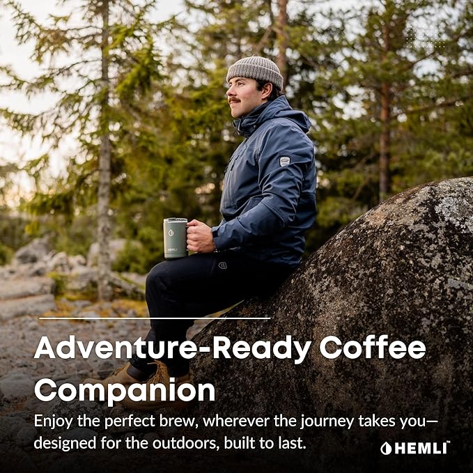 Pour Over Coffee Maker Camp Set – Vacuum Insulated Mug with Leakproof Lid, Stainless Steel Micro Filter, Scratch-Resistant Finish, Portable Coffee Maker for Camping, Travel & Outdoor Adventures