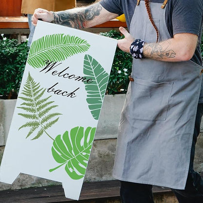 6PCS Large Leaf Stencils for Painting on Walls 16 x 12 Inch Plant Stencil with Brushes Palm Leaf Wall Stencil Tropical Leaves Stencils Plastic Art Drawing Templates for Home Wall Decor