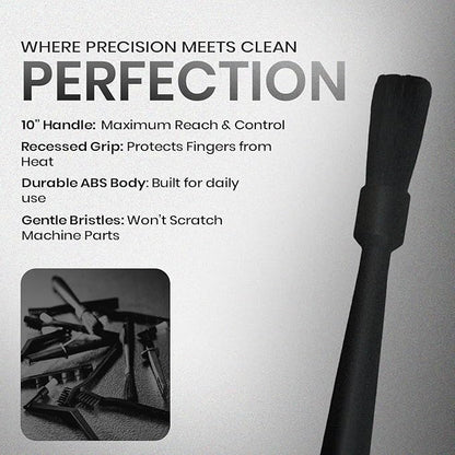 Rattleware 10" Black Espresso Machine Grinder Brush - Ideal For Home, Cafe, Restaurant, or Hotel - Long Durable Handle Coffee Grinder Cleaning Brush Trusted By Baristas
