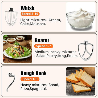 Stand Mixer, 6.5QT 660W 10-Speed Tilt-Head Electric Kitchen Stand Mixer, Food Mixer with Dishwasher-Safe Dough Hook, Egg Whisk, Flat Beater for Baking, Cake and Most Home Cooks (Green)