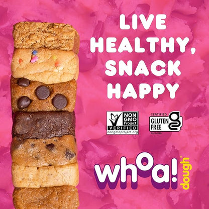 Whoa Dough Edible Cookie Dough Bars- Certified Non-GMO, Kosher and Gluten Free Bars - Healthy Snack Foods - Plant Based Snacks - Real Ingredients - Variety Pack (5 Bars)