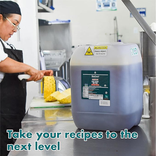 BLUE GREEN ORGANICS, Agave syrup, Agave, Gluten Free, Organic, Sweetener, coffees, pancakes or any baked good, Family-friendly, For restaurants, Sugar substitute, Raw, 57.3 Lb