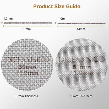 2 Pieces Espresso Puck Screen,Metal Coffee Filter,1.0mm & 1.7mm Thickness 150μm - 316 Stainless Steel,Reusable Barista Espresso Filters for Espresso 51mm Portafilter Filter Basket