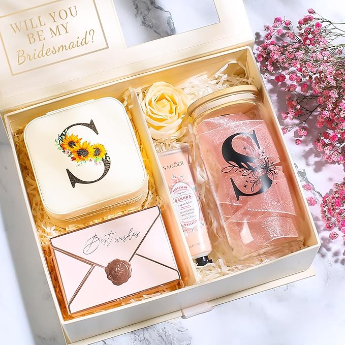 AYGXU Travel Jewelry Cases Organizer,Travel Essentials,Travel Gifts for Women Girls,16oz glass cup with bamboo lid and straw,aesthetic glass cup,Cute Tumbler Cup,Teacher Gifts,Initial E white