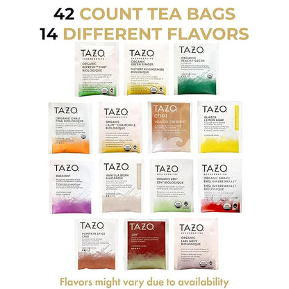 Tea Bags Sampler Assortment Variety Pack Gift Box with 14 Flavors – Premium Tea Gift Set for Women Men Couples Family Friends Coworkers (Pack of 1, 42, Count)