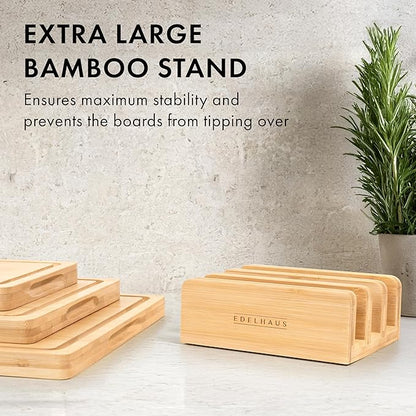 Bamboo Wooden Cutting Boards for Kitchen, Cutting Board Set of 3, Chopping Boards with Juice Groove for Meat, Cheese & Vegetables - Durable, Double sided wood cutting board with serving Compartments