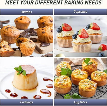 2 Packs 6 Cups Silicone Muffin Pan with Metal Reinforced Frame Jumbo Size Cupcake Pan Tray Egg Bites Silicone Circle Round Cookie Molds Muffin Tin Tall Tart Pans Baking Sheet Breakfast Sandwiches