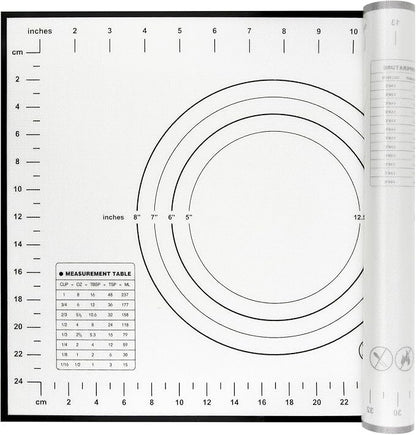 Yansumi Silicone Pastry Mat Extra Large Non-Slip Mat for Rolling Dough Pie Crust and Baking Non-Stick with Measurements (16x12,Black)