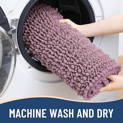 Arotive Luxury Chenille Bathroom Rug Mat, Extra Soft Thick Absorbent Shaggy Bath Rugs, Non-Slip Machine Wash Dry, Plush Bath Mats for Bathroom, Shower and Tub, 47x24, Deep Plum
