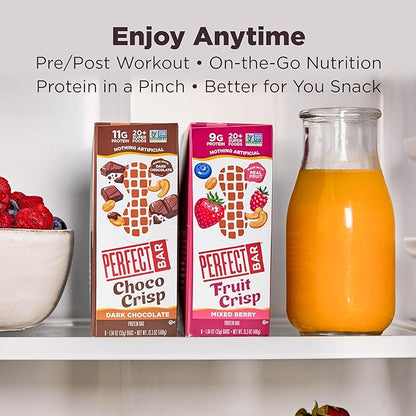 Perfect Bar Fruit Crisp, Mixed Berry Nut Butter Protein Bar, Protein Snack, Gluten Free, Soy Free, Non GMO, No Sugar Alcohols, 1.9 Ounce Bar, 10 Count