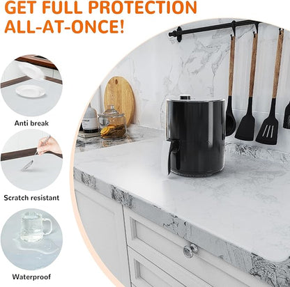 Warome Silicone Mat,47"x 23" Silicone Mats for Kitchen Counter, Waterproof Heat Resistant Mat, Extra Large Countertop Protector, Nonstick Baking Mat,Shipped No Creases- White Translucent