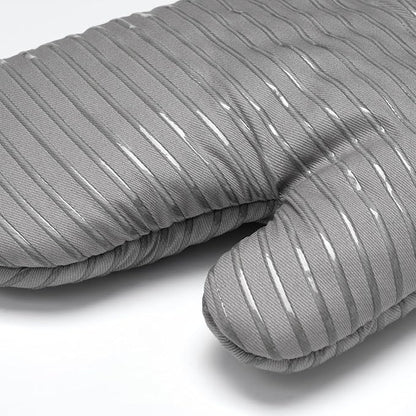 Beneno Kitchen Oven Mitts 2-Pack Heat Resistant to 500°F with Non-Slip Silicone Grip, Extra Long 14.3" Forearm Protection, Soft Quilted Cotton Terry Lining, Ideal for Cooking, Baking, Grilling, Gray