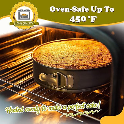 Hiware Springform Pan Set of 3 Non-stick Leakproof Round Cake Pan Set Includes 3 Pieces 6" 8" 10"