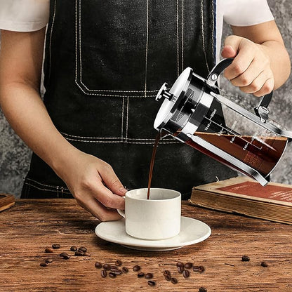 French Press Coffee Maker 304 Stainless Steel Coffee Press,with 4 Filters System, Heat Resistant Thickness Borosilicate French Press Glass, BPA-Free Brewed Tea Pot Coffee Plunger(Copper 12oz)