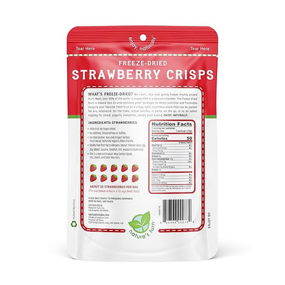 Nature’s Turn Freeze-Dried Strawberry Crisps – Healthy, Gluten-Free, Crispy & Delicious, Plant-Based Snack, Ideal for Cereal, Smoothies, School Lunches, & On-the-Go, Bags of 6 (0.53 oz Each)