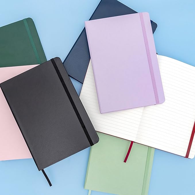 PAPERAGE Lined Journal Notebook, (Red), 160 Pages, Medium 5.6 in x 8 in - 100 GSM Thick Paper – Hardcover Journaling Notebook for Work, School & Note Taking