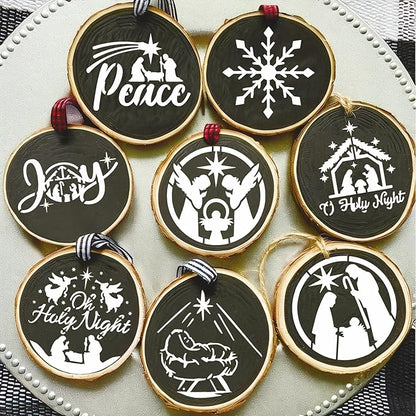 30 Pieces Small Christmas Nativity Stencils for Painting on Wood Reusable Palstic Nativity Scene Stencils for DIY Crafts Ornament Wood Cookie (3in Jesus)