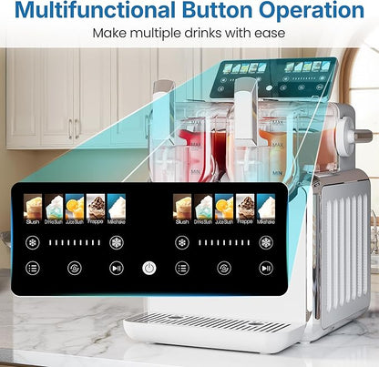 Dual-Tank Frozen Drink & Slushie Machine: 169oz Capacity Slush Maker with Rapid Chill Technology, 5 Beverage Modes, Self-Cleaning Function, ETL Certified, White