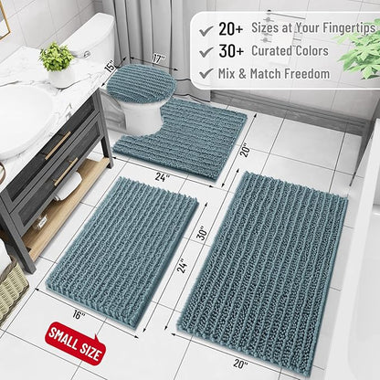 Arotive Luxury Chenille Bathroom Rug Mat, Extra Soft Thick Absorbent Shaggy Bath Rugs, Non-Slip Machine Wash Dry, Plush Bath Mats for Bathroom, Shower and Tub, 30x17, Smoky Gray