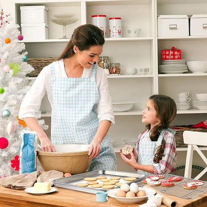 Baking Sheet with Cooling Rack Set [2 Sheets + 2 Racks], Deedro Stainless Steel Cookie Half Sheets Baking Pan Oven Tray with Rack, 16 x 12 x 1 Inch, Heavy Duty, Non-toxic, Dishwasher Safe
