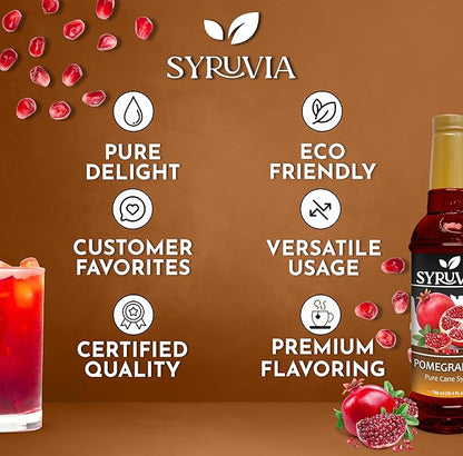 Syruvia Pomegranate Syrup, Flavored Syrup for Drinks, Cocktails, Lemonades, Iced Teas, and Desserts – 25.4 fl oz