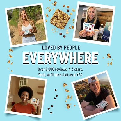 The YES Bar – Dark Chocolate Chip – Plant Based Protein, Decadent Snack Bar – Vegan, Paleo, Gluten Free, Dairy Free, Low Sugar, Healthy Snack, Breakfast, Low Carb, Keto Friendly (Pack of 6)