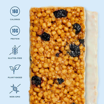 Mezcla Vegan Protein Bars, Gluten Free Snack Made with Pea Protein, Organic Vanilla, Blueberries and Other Premium Ingredients, Healthy Snacks, Canadian Maple Blueberry, 10g of Protein, 12 Pack
