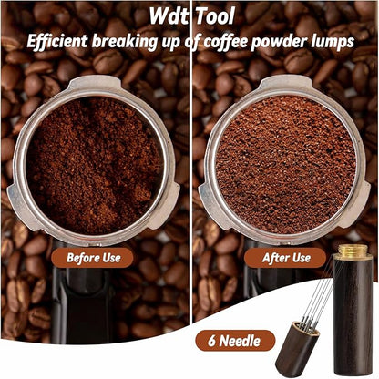 Espresso Accessories Kit, 51mm Tamper, Coffee Tamper Set, Silver 51mm Stainless Steel Espresso Tamper, Dosing Funnel, Tampers Mat, WDT Tools and Puck Screen Set Fit 51mm Portafilters